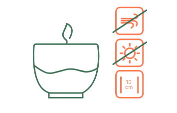 Illustration Kerze mit Hinweisen zum Standort